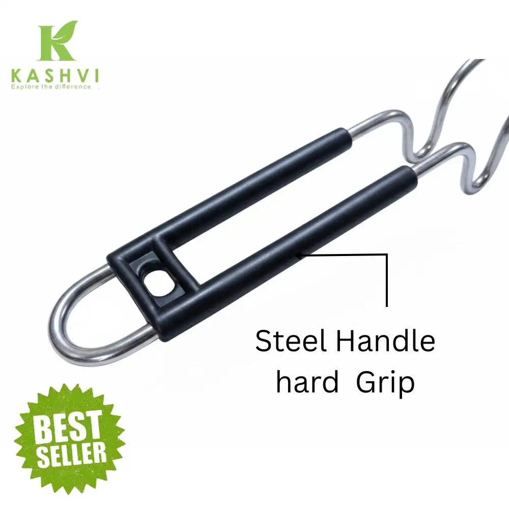 Metallic tool with black handle and 'Kashvi' branding on a white background