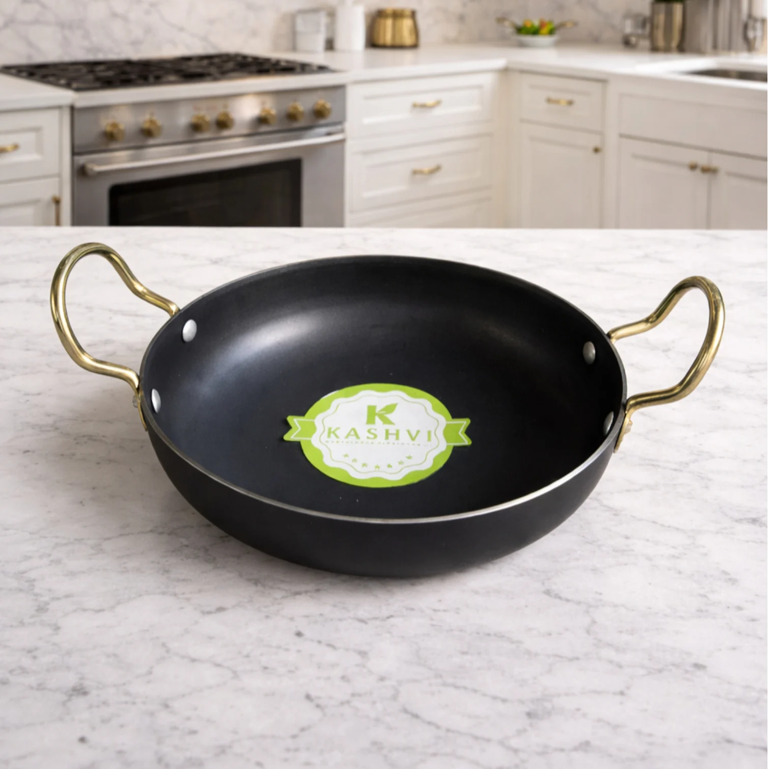 Kashvi iron kadai round flat base induction compatible cookware