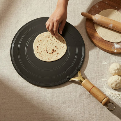 KASHVI Premium Iron Roti Tawa with Wooden Handle