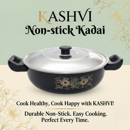 KASHVI Non-Stick Kadai with Stainless Steel Lid