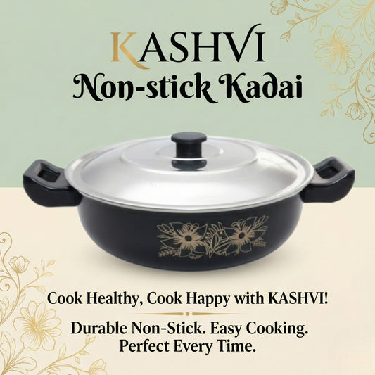 KASHVI Non-Stick Kadai with Stainless Steel Lid