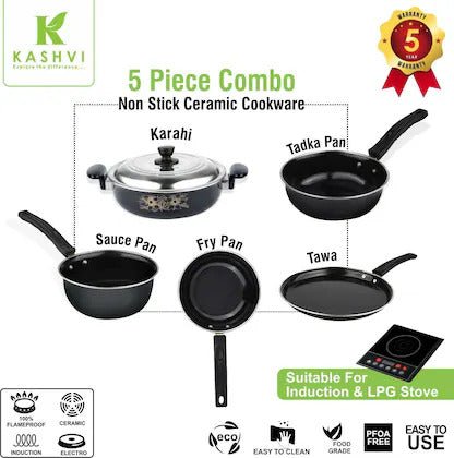 5 Pcs Non Stick Cookpro  Set With Lid
