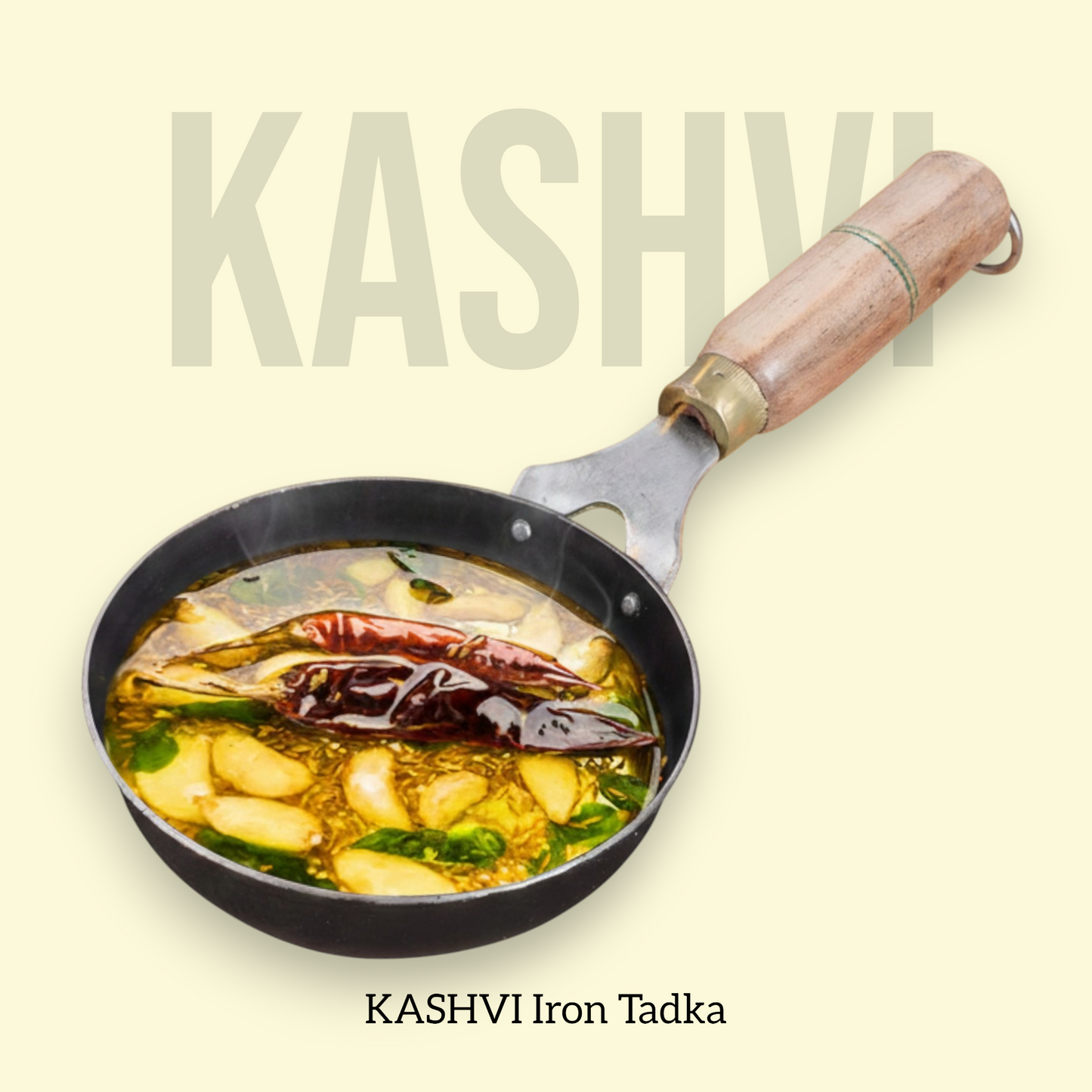 KASHVI Iron Tadka with Wooden Handle