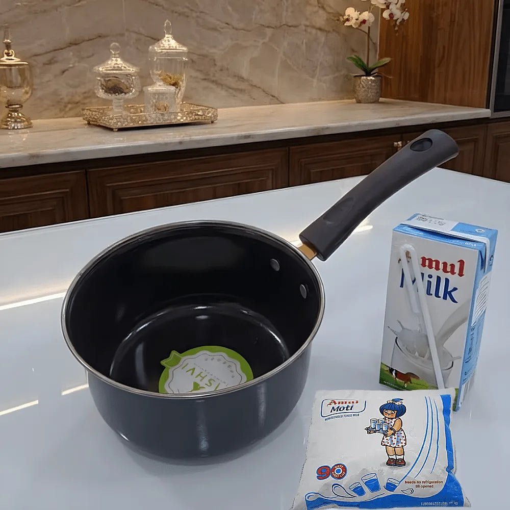 KASHVI iron sauce pan with ceramic enamel coating