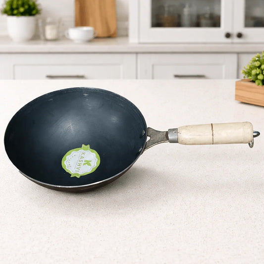 Kashvi Iron Wok Wooden Handle