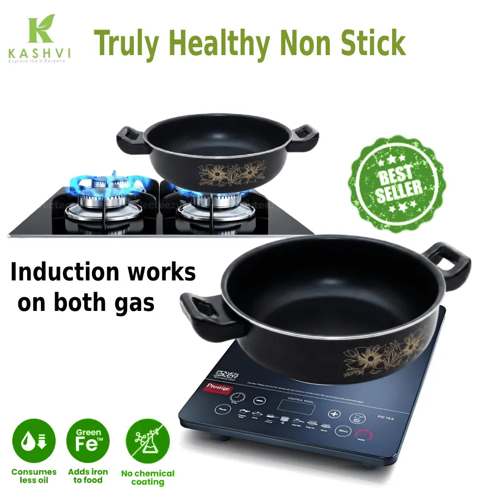 ceramic enamel coated iron kadai for frying and curries