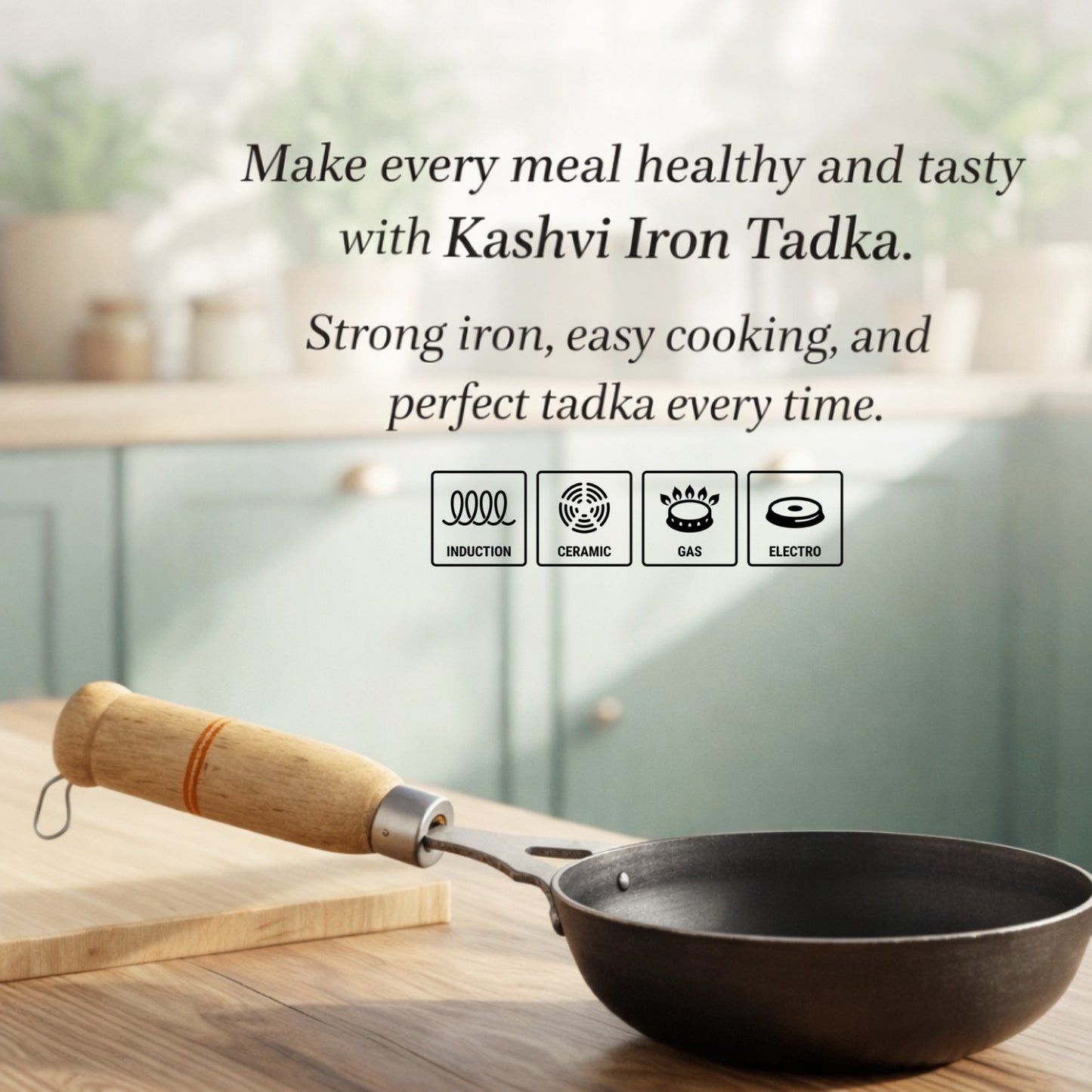 KASHVI Iron Tadka with Wooden Handle