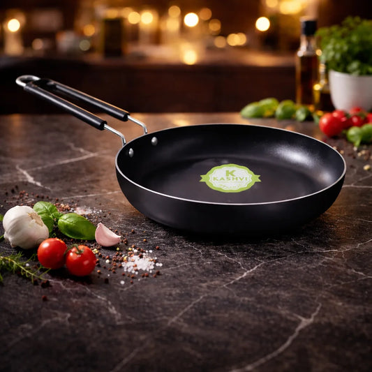 Kashvi heavy gauge iron frying pan with riveted wire handle