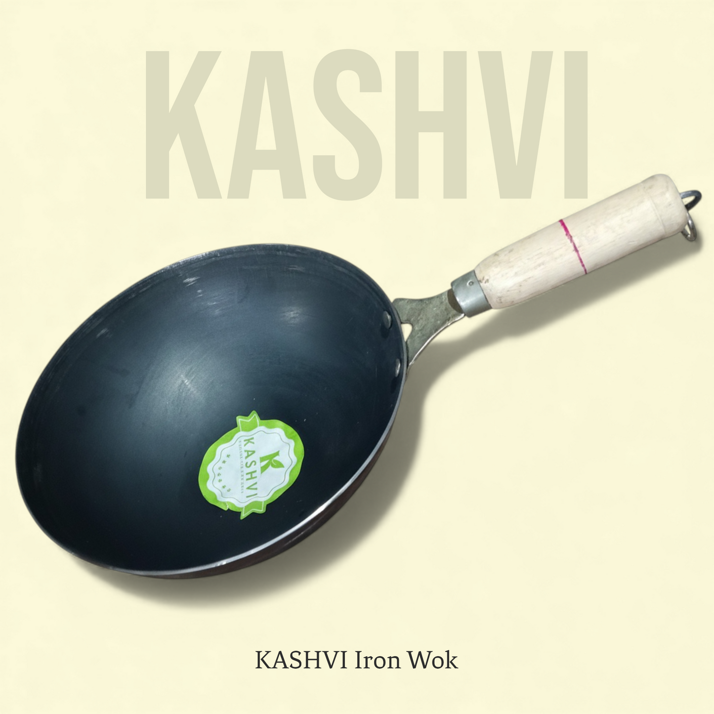 KASHVI Iron Wok Wooden Handle