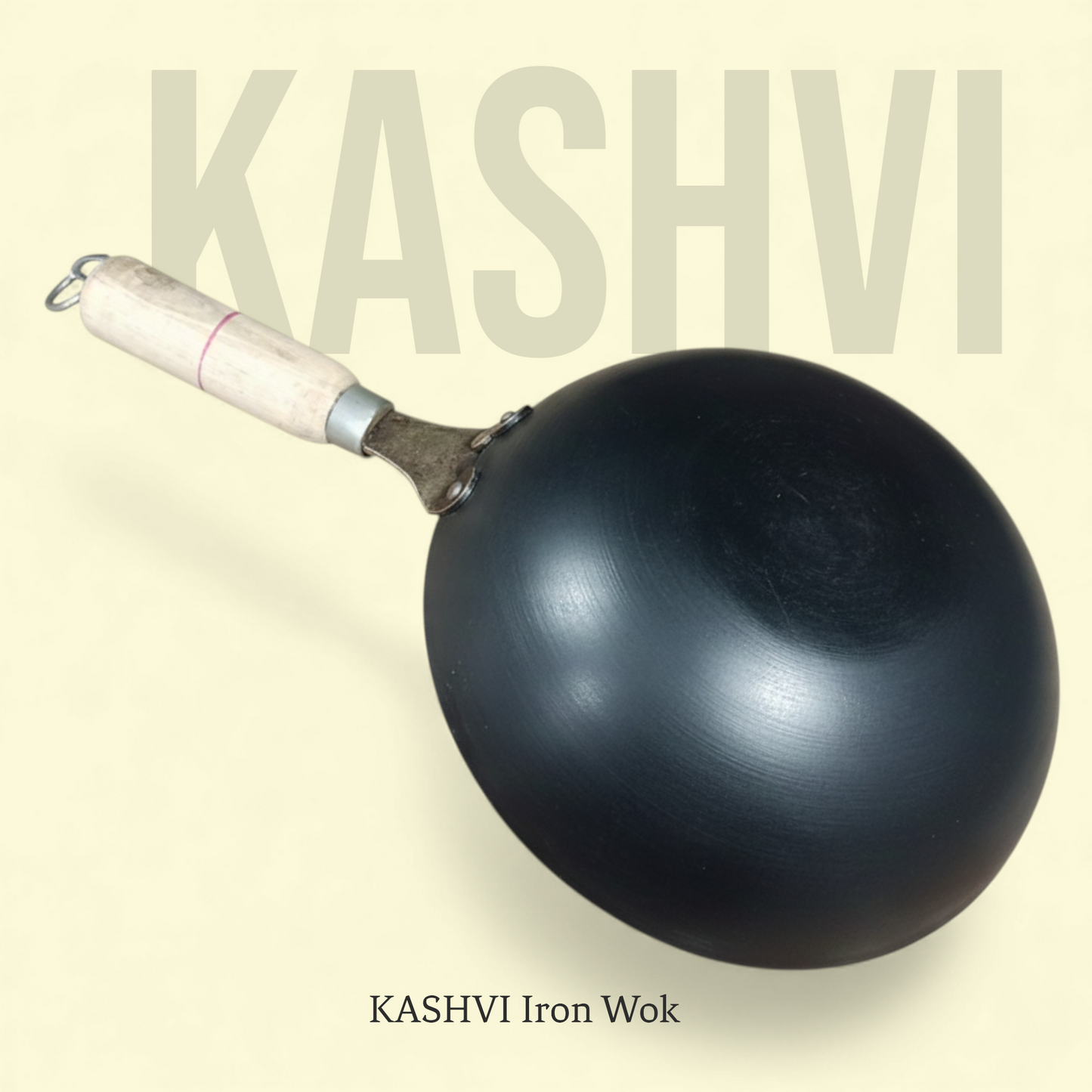 KASHVI Iron Wok Wooden Handle