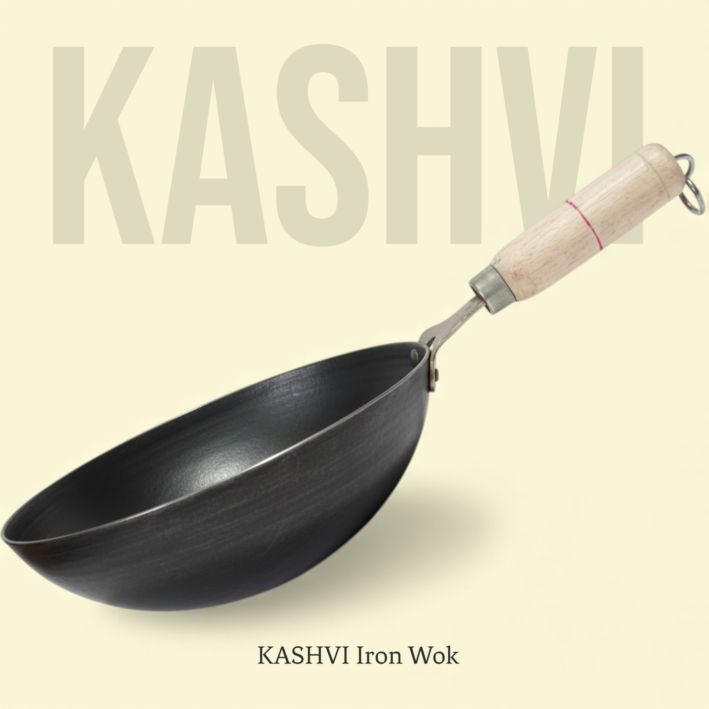 KASHVI Iron Wok Wooden Handle
