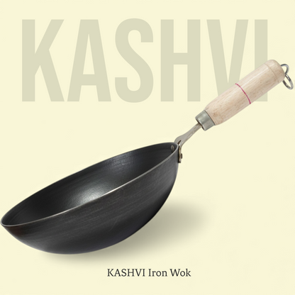 KASHVI Iron Wok Wooden Handle