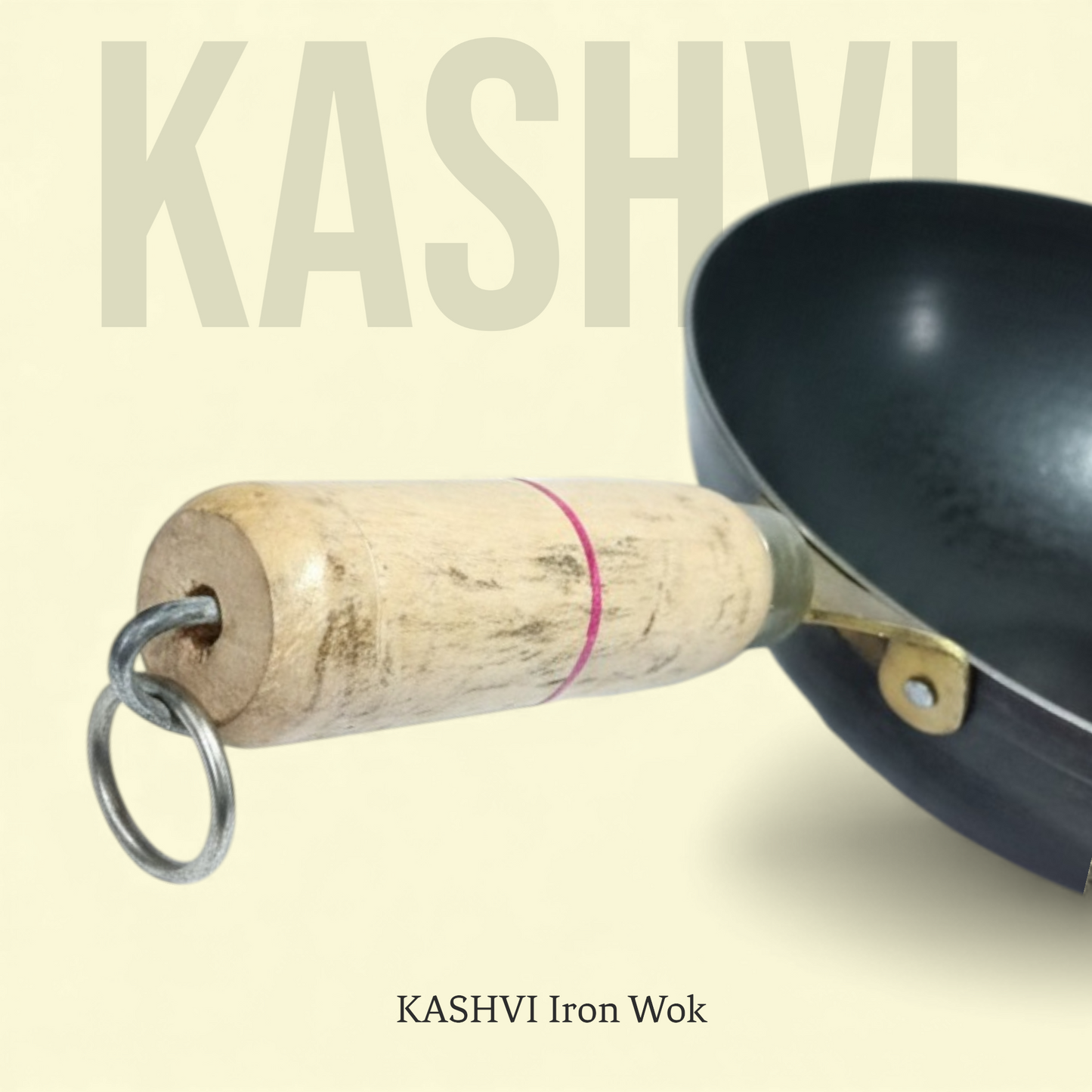 KASHVI Iron Wok Wooden Handle