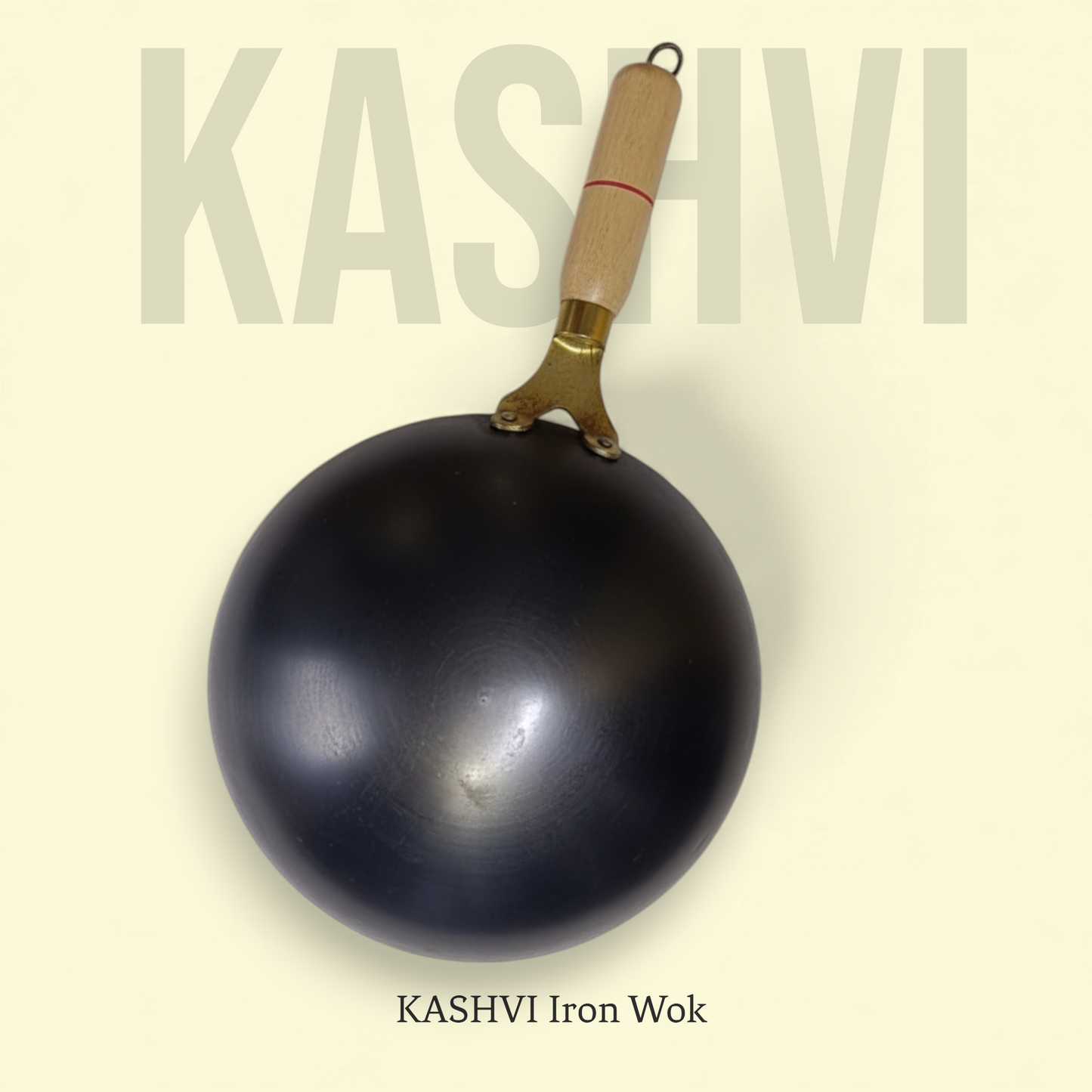 KASHVI Iron Wok Wooden Handle